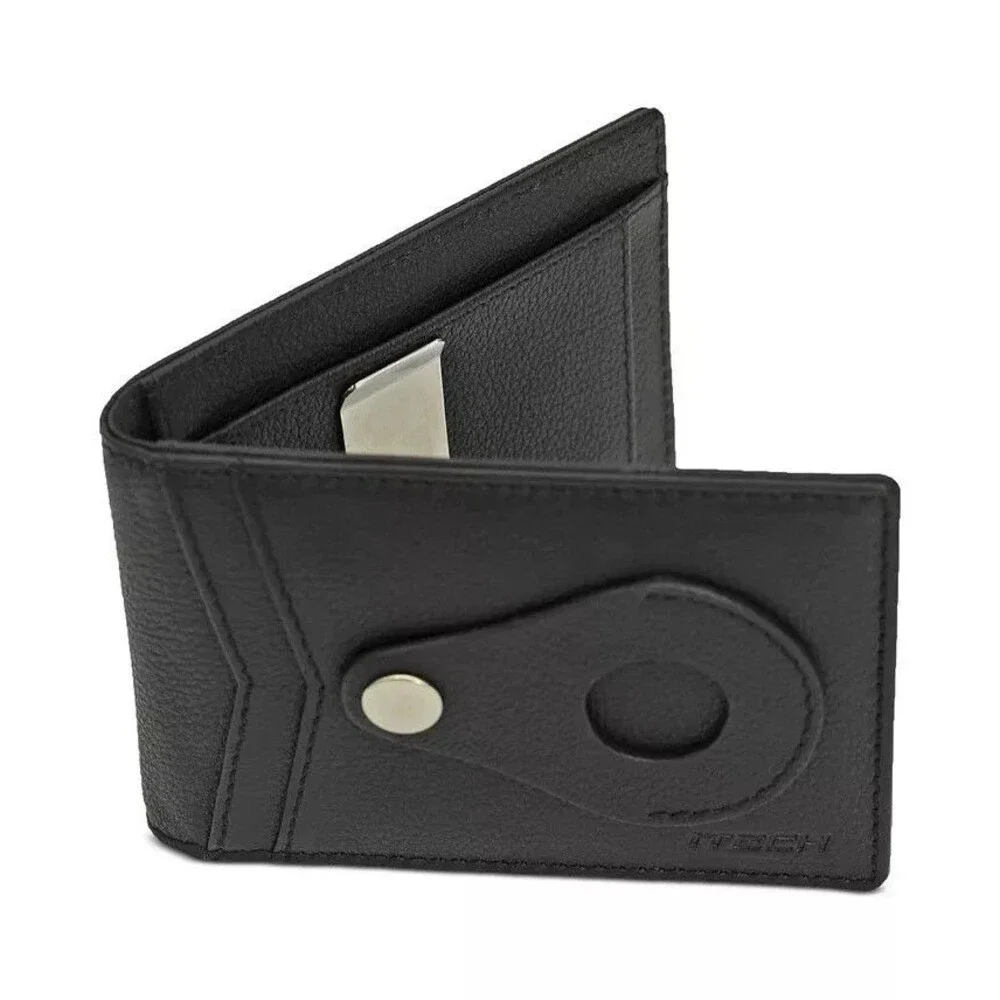 iTECH Mens Bifold Wallet Pebble Leather Money Clip RFID $50